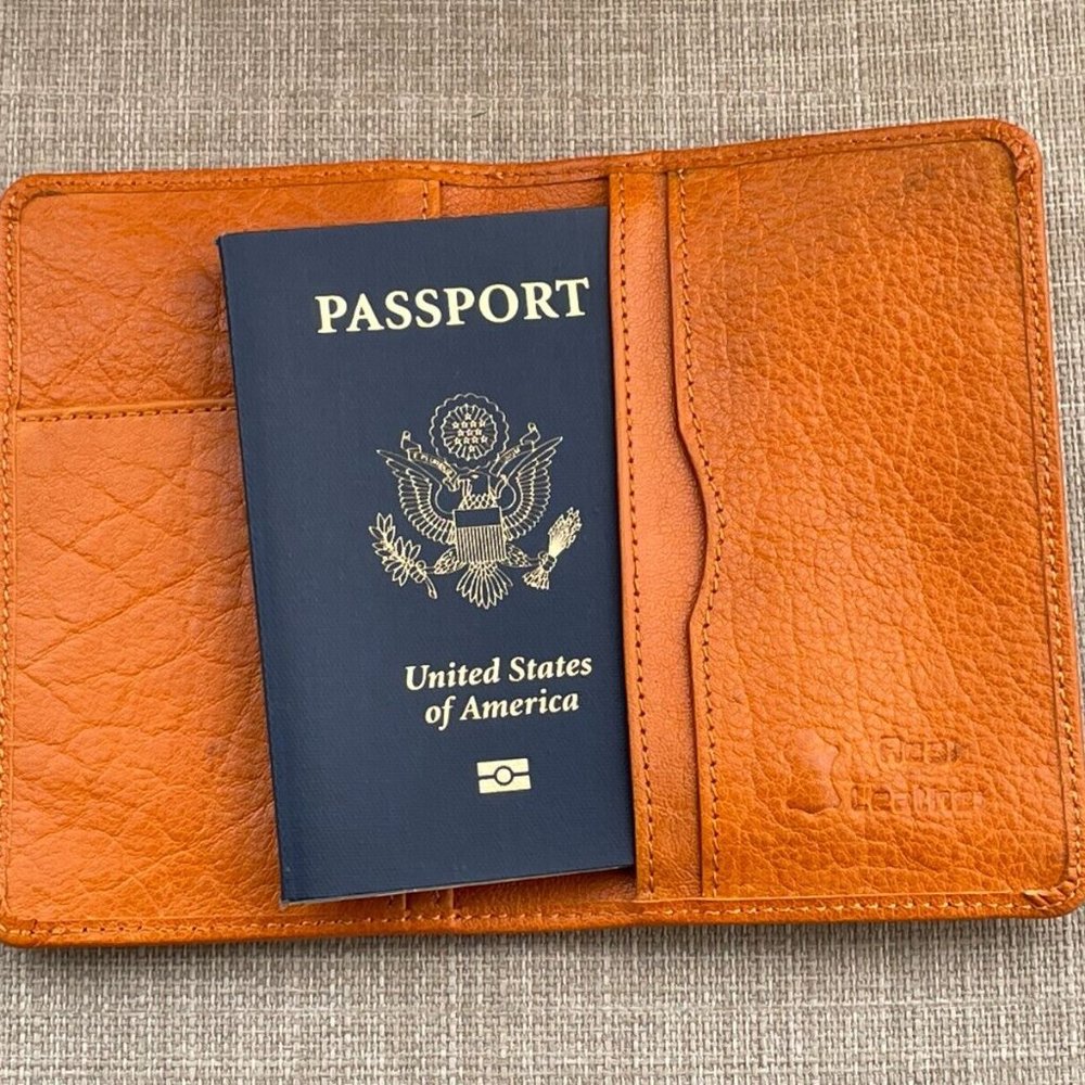 Passport Holder Mustard Yellow Leather Handmade Card Holder Boarding Pass Holder
